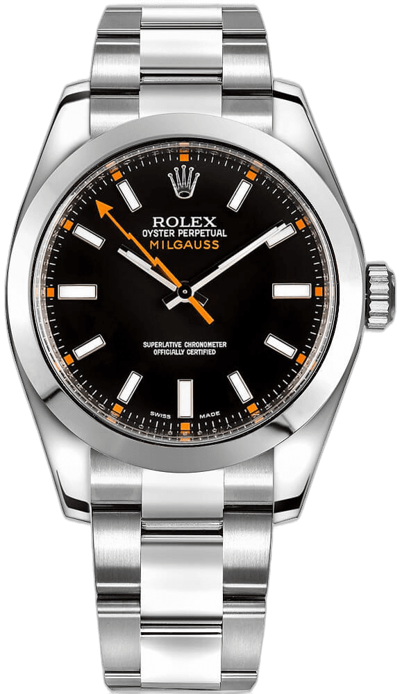 Rolex Milgauss Oystersteel — Black Dial, Domed Bezel | Ref. 116400
