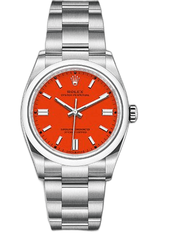 Rolex Oyster Perpetual 36 — Coral Red Index Dial | Ref. 126000