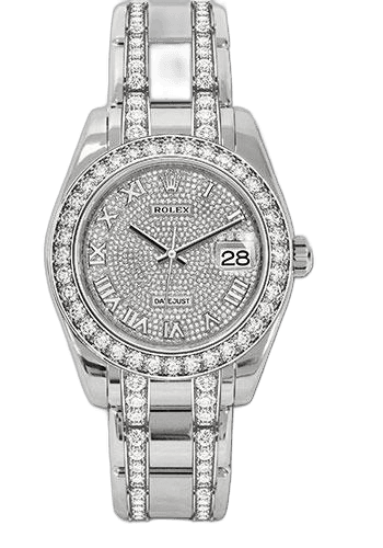 Rolex Oyster Perpetual White Gold — Diamond Bezel Diamond Paved Roman Dial | Ref. 86289