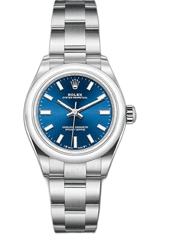 Rolex Oyster Perpetual — Bright Blue Index Dial, Domed Bezel | Ref. 276200