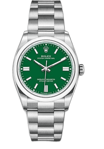 Rolex Oyster Perpetual 36 Oystersteel — Vivid Green Index Dial | Ref. 126000