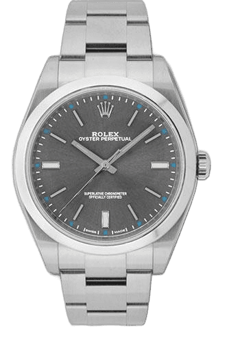 Rolex Oyster Perpetual Steel — Dark Rhodium Index Dial | Ref. 114300