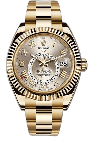 Rolex Sky-Dweller Yellow Gold — Silver Sunray Roman Dial | Ref. 326938