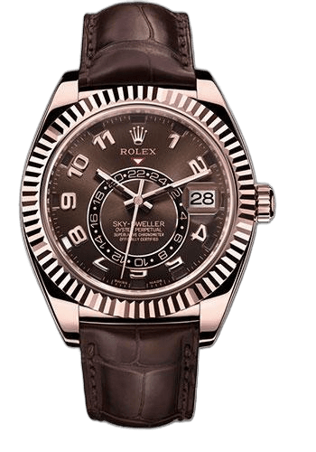 Rolex Sky-Dweller Gold — Chocolate Sunray Dial with Arabic Numerals | Ref. 326135