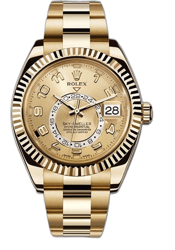 Rolex Sky-Dweller Yellow Gold — Champagne Sunray Arabic Dial | Ref. 326938