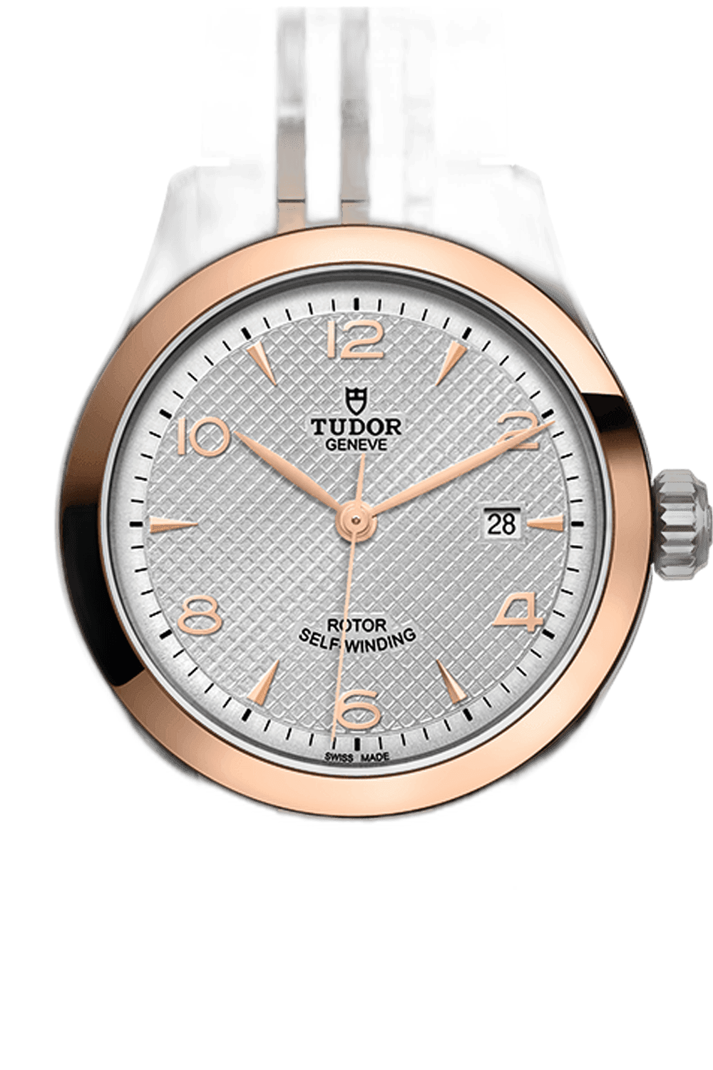 Tudor 1926 Steel 28mm — Silver Embossed Dial Rose Gold Accents | Ref. M91351-0001