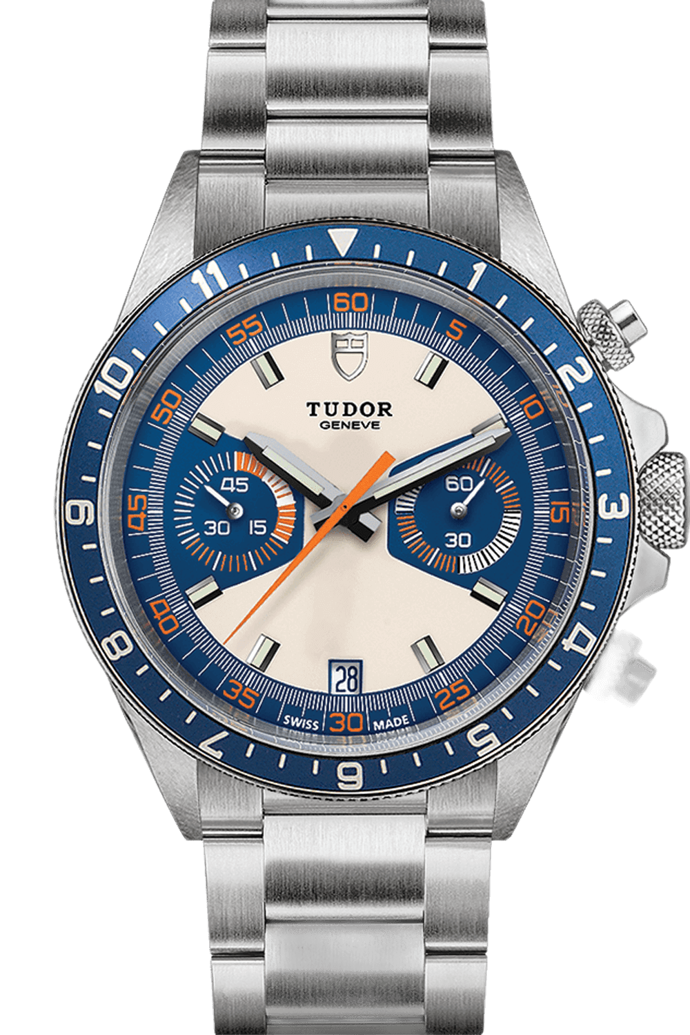 Tudor Heritage Chrono Steel — Opaline & Blue Dual-Time Dial | Ref. M70330B-0004