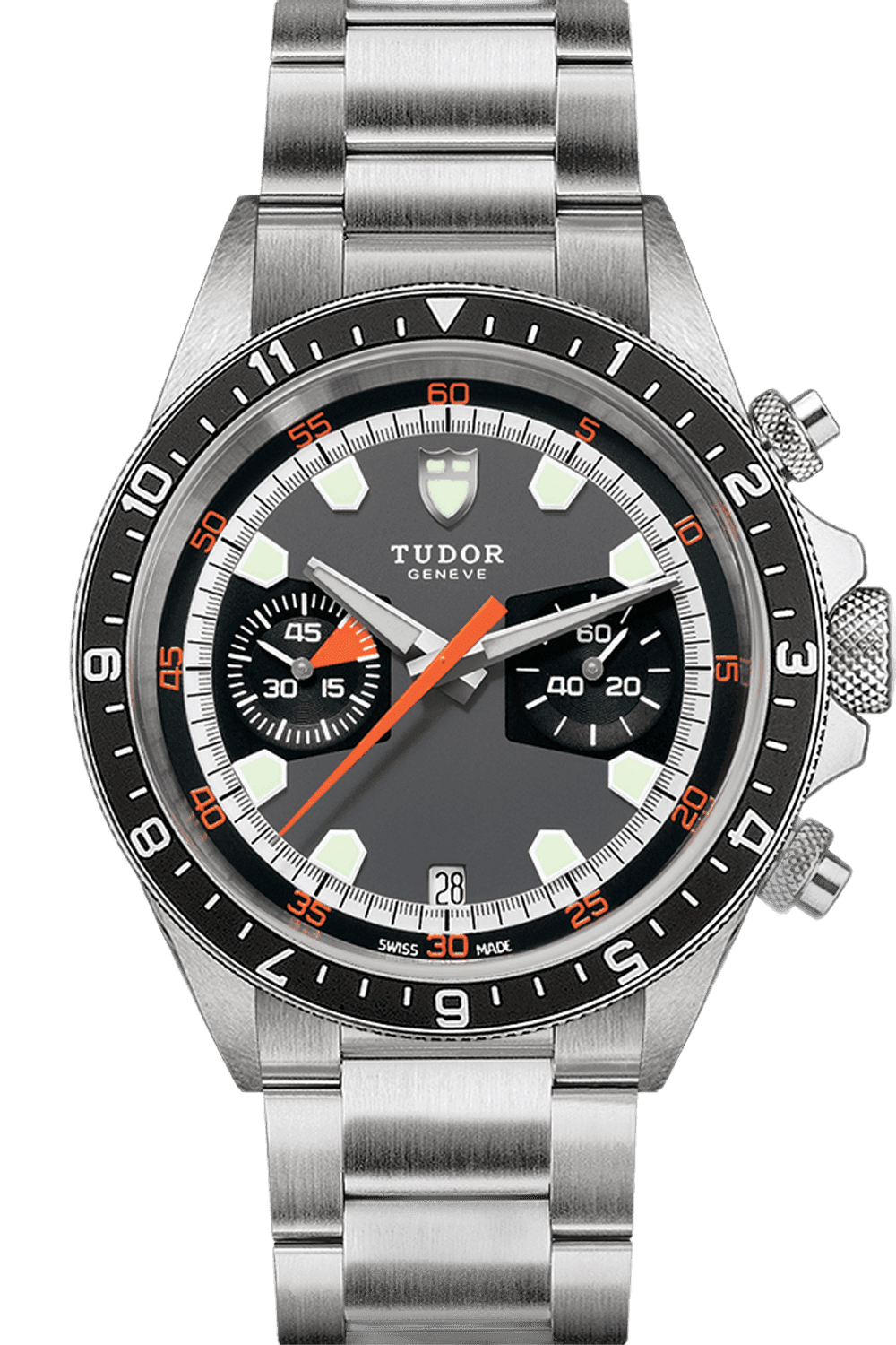 Tudor Heritage Chrono Steel — Gray & Black Dual-Register Dial | Ref. M70330N-0006