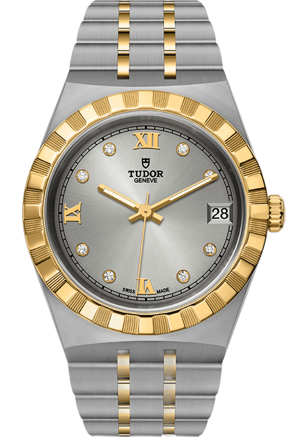 Tudor Royal Steel & Gold — Diamond Silver Dial, Integrated Bracelet | Ref. M28403-0002