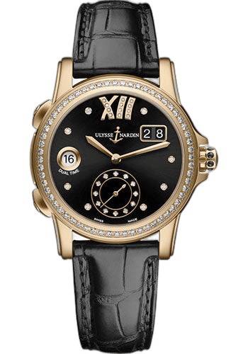 Classic Dual Time Lady Watch 37.5mm Rose Gold Black Dial — Ulysse Nardin