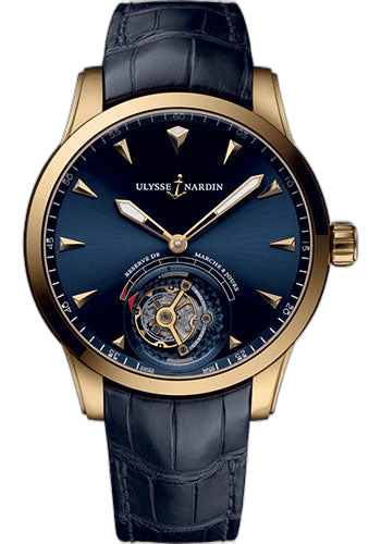 Classic Ulysse Anchor Tourbillon Watch · Ulysse Nardin 44mm Rose Gold Blue Dial
