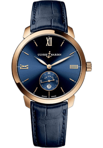 Ulysse Nardin 40mm Classico Manufacture 40 mm - Rose Gold Case - Blue Dial - Leather Strap