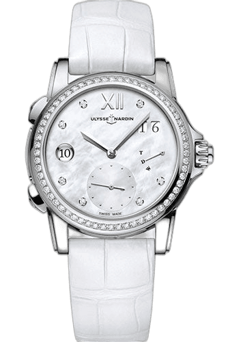 Ulysse Nardin Classico Lady Dual Time Watch 37.5mm Steel Mother Of Pearl Dial Timepiece