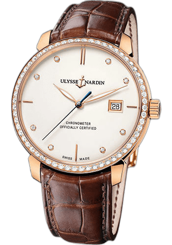 Ulysse Nardin Classico Rose Gold — Diamond Bezel, Eggshell Dial | Ref. 8156-111B-2/991