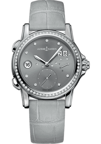 Ulysse Nardin Classico Lady Dual Time Steel — Diamond-Set Grey Dial | Ref. 3243-222B/91
