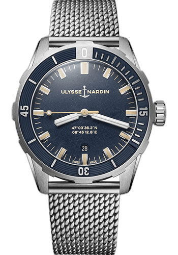 Ulysse Nardin Diver Steel — Sandblasted Blue Dial with Milanese Mesh | Ref. 8163-175-7MIL/93