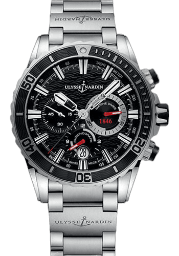 Ulysse Nardin Diver Chronograph 44 mm - Steel Case - Black Dial - Steel Bracelet 44mm