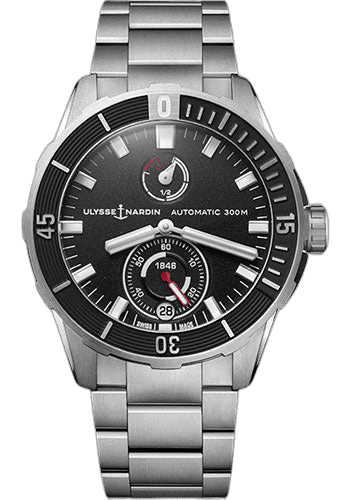 Diver Chronometer 44 mm - Titanium Case - Black Dial - Steel Bracelet 44mm by Ulysse Nardin
