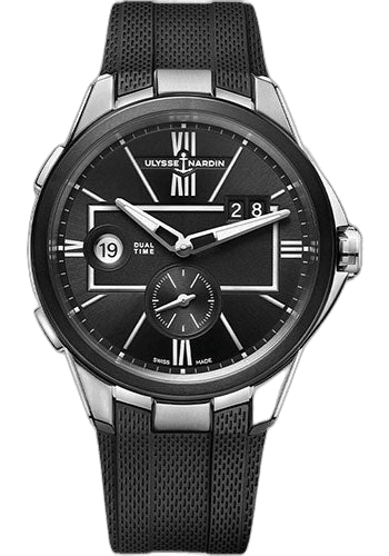 Ulysse Nardin Executive Dual Time 42 mm Beware of Blast - Steel Case - Black Dial - Rubber Strap 42mm Timepiece