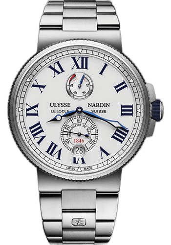 Marine Chronometer Watch 45mm Steel White Dial