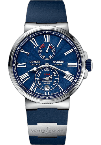 Marine Chronometer Annual Calendar 43 mm - Steel Case - Blue Dial - Rubber Strap · Ulysse Nardin 43mm