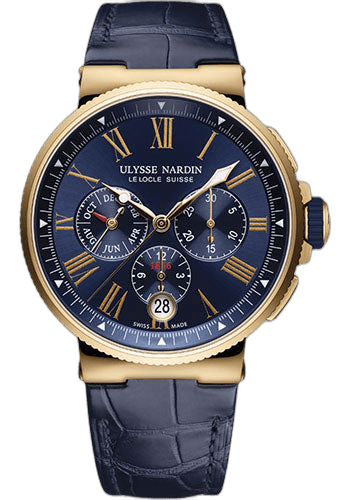 Ulysse Nardin Marine Chronograph Watch 43mm Chronograph Blue Dial