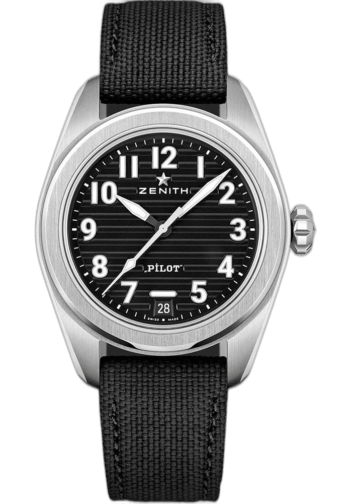 Zenith Pilot Steel — El Primero Black Grooved Dial | Ref. 03.4000.3620/21.I001