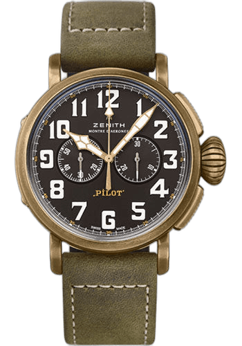 Zenith Pilot Type 20 Bronze — Black Dial on Green Nubuck Strap | Ref. 29.2430.4069/21.C800